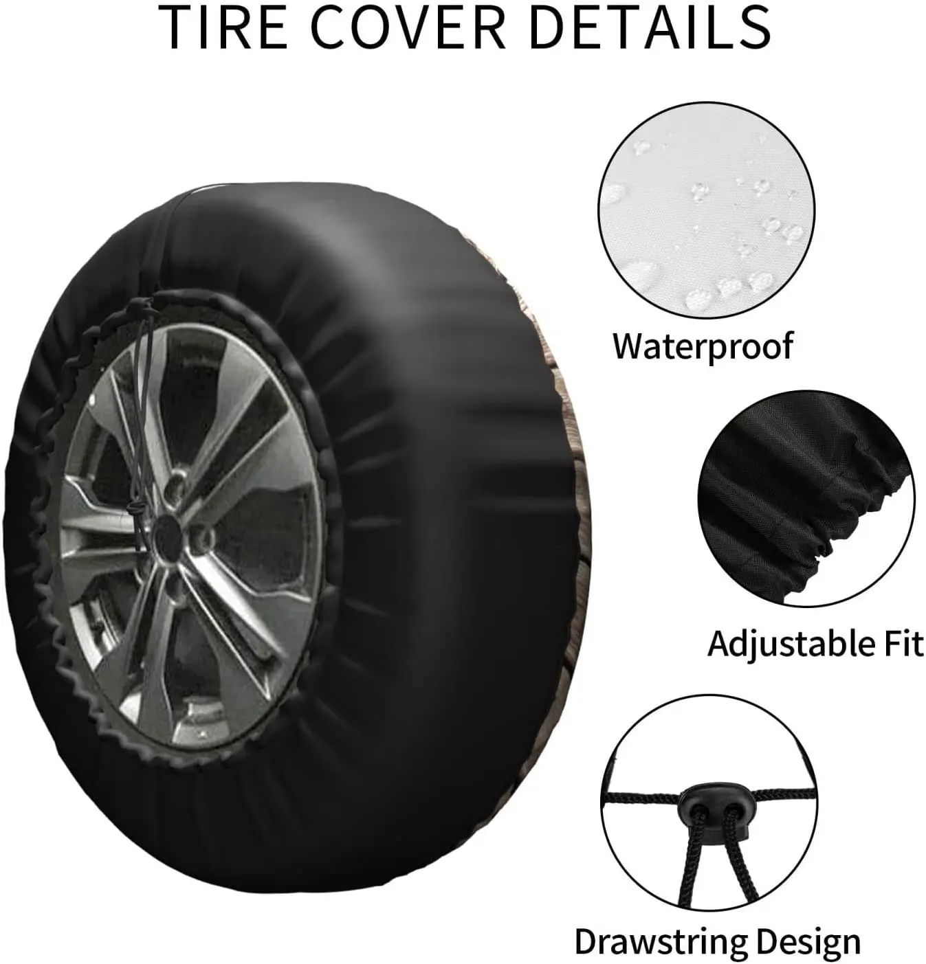 Protectores de ruedas de cubierta de neumático de repuesto con impresión de madera, resistentes a la intemperie, universales para remolque, Rv, SUV, camión, Camper, remolque de viaje de 14 pulgadas