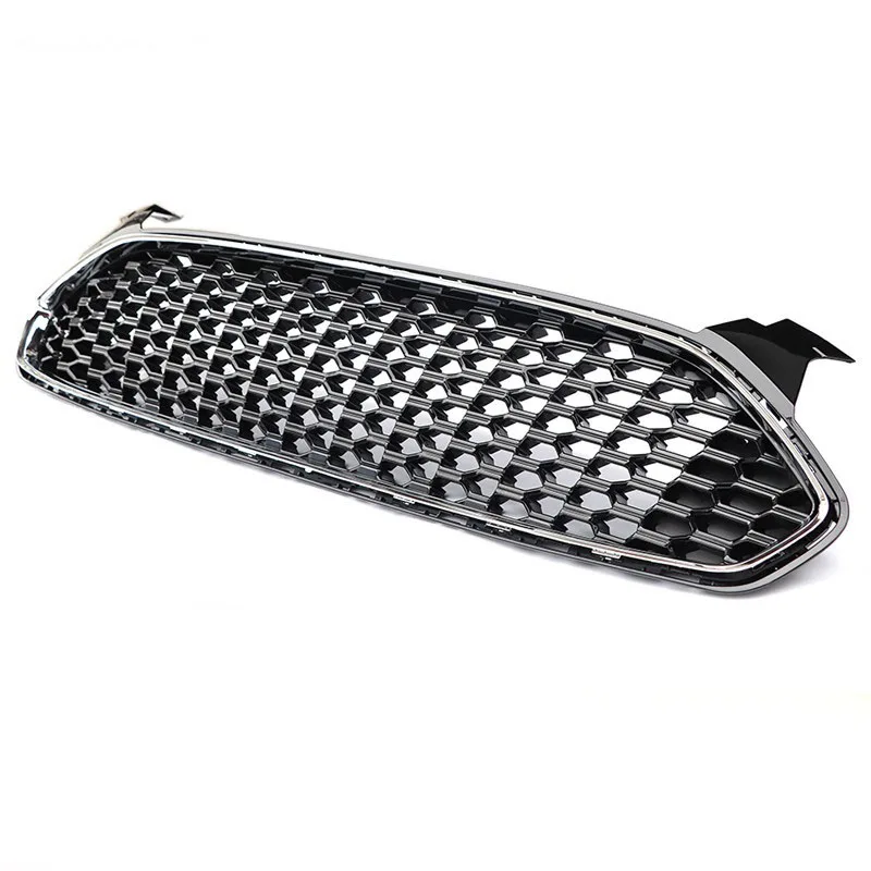 2013 2014 2015 2016 For Ford Fusion Honeycomb Racing Grills Gloss Black Front Bumper Grille Mesh Replace Car Accessories