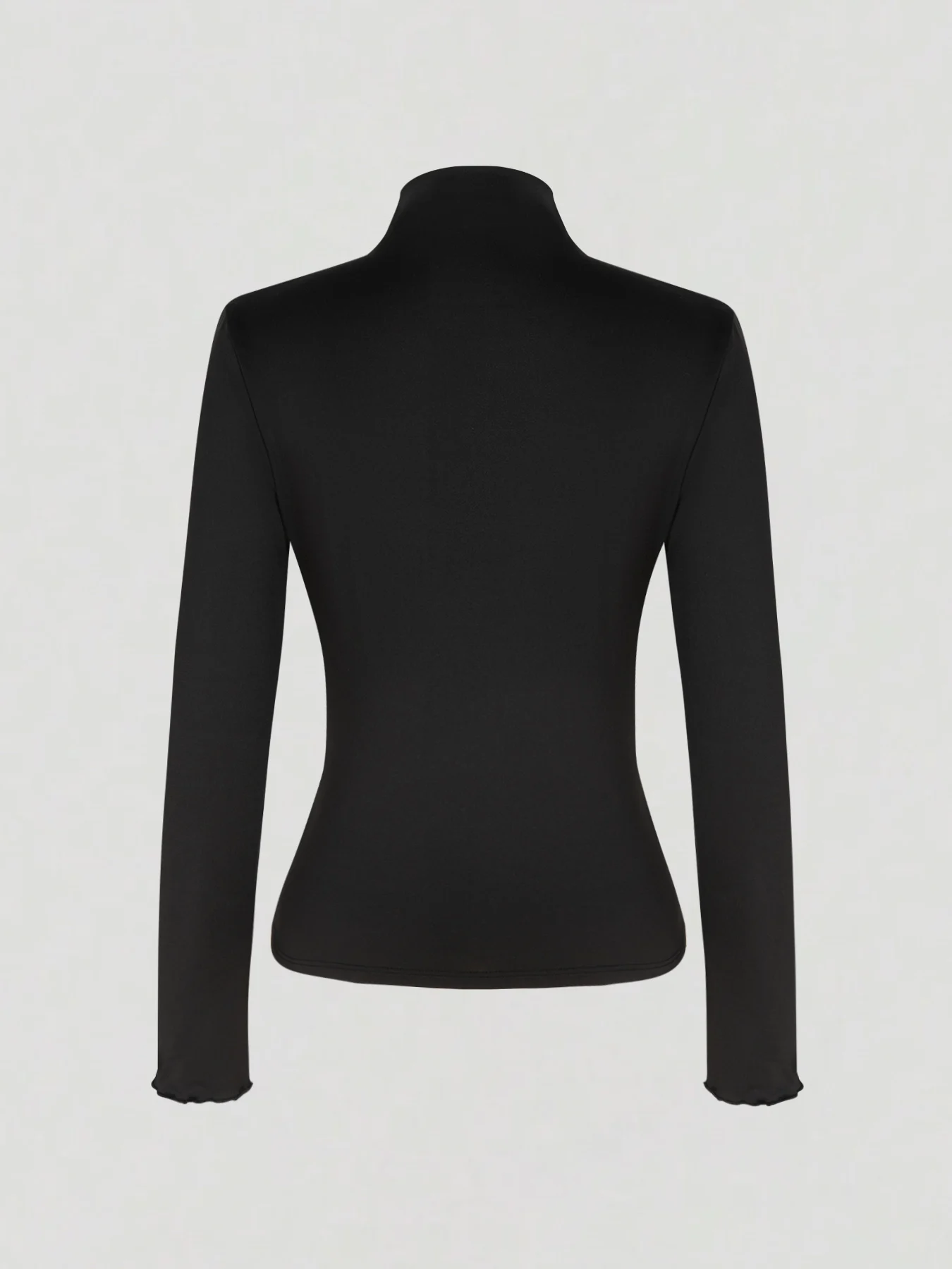 Herbst Damen Rollkragen Langarm-Oberteil Elegante Diagonal Geraffte Slim-Fit Bluse Einfarbiges Plissiertes Basic-Shirt Modisch Lässig – Detail 7