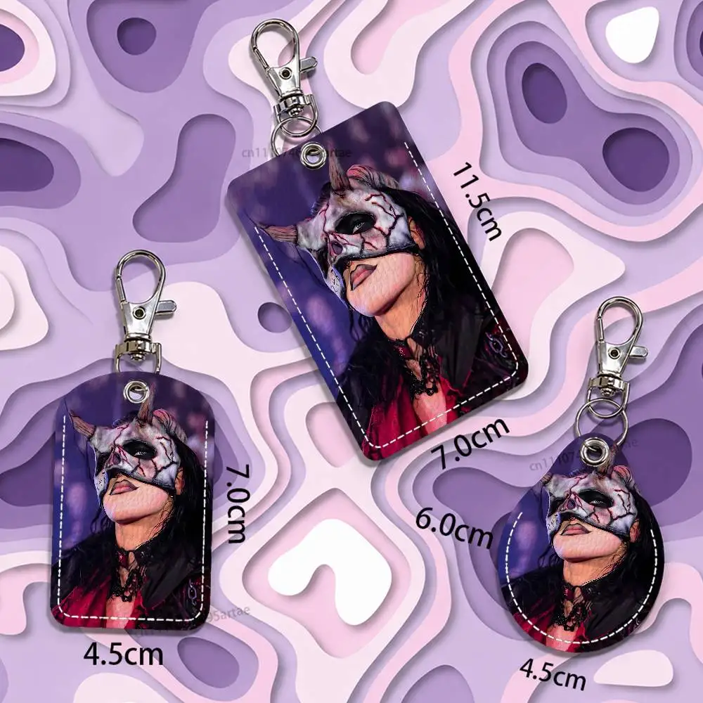 Mami black Rhea Ripley Cartoon Singer Rectangle ID Card Case Keychain Access Card Bag Key Tag Ring Leather Card Holder Key Ring view 6