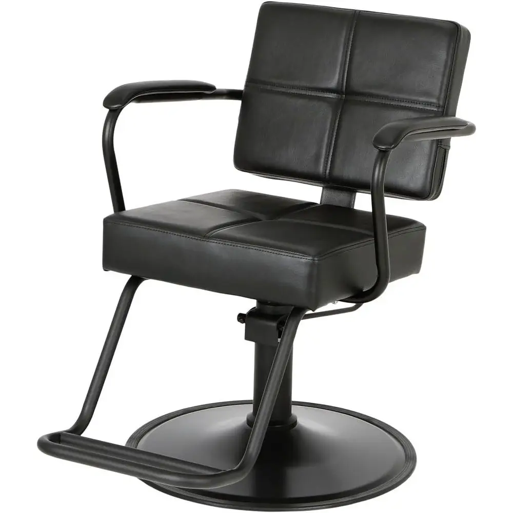 

Proial Extra-Wide Styling Chair for Salons and Barbershops, Black Metal, Premium Vinyl Seat with Stitching, Open Back, Hydraulic