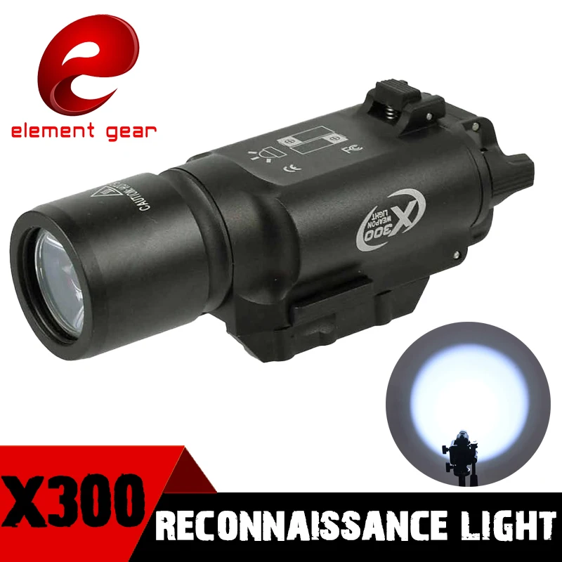 ELEMENT GEAR Tactical X300 Marker Gear Weapon Flashlight Metal LED Recon Light Mounted on 20mm Rail 