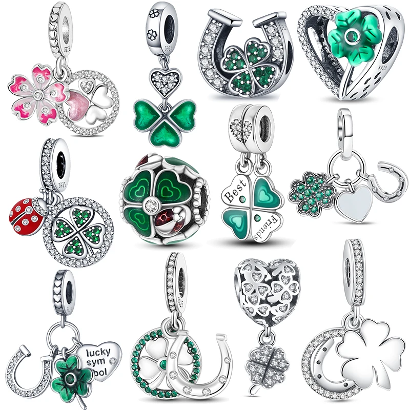 

Fashion Spring Lucky Four Leaf Clover Series 925 Sterling Silver Charms Beads Fit Original Pandora Bracelet DIY Jewelry