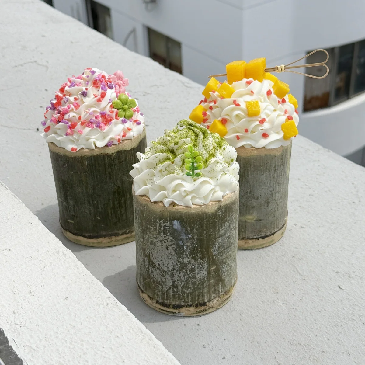 

Fake Bamboo Cup Cream Dessert - Realistic Ice Cream Parfait Model, Asian Fusion Food Prop, Photography Styling Decor