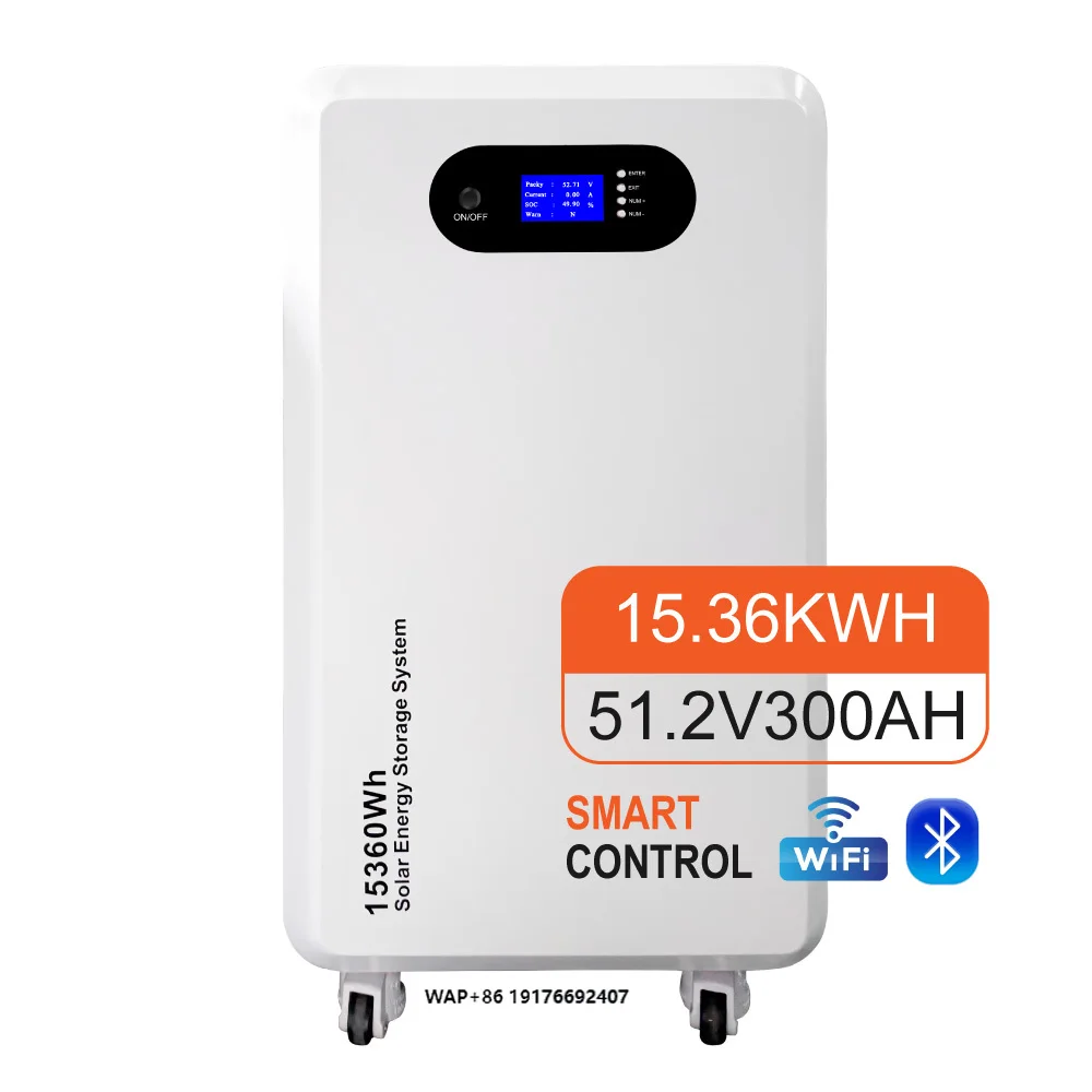 BYD 15.36kwh Lithium Solar Battery 51.2v 300ah LiFeP04 Home+Energy Storage with Smart BMS for Solar System  Capacity