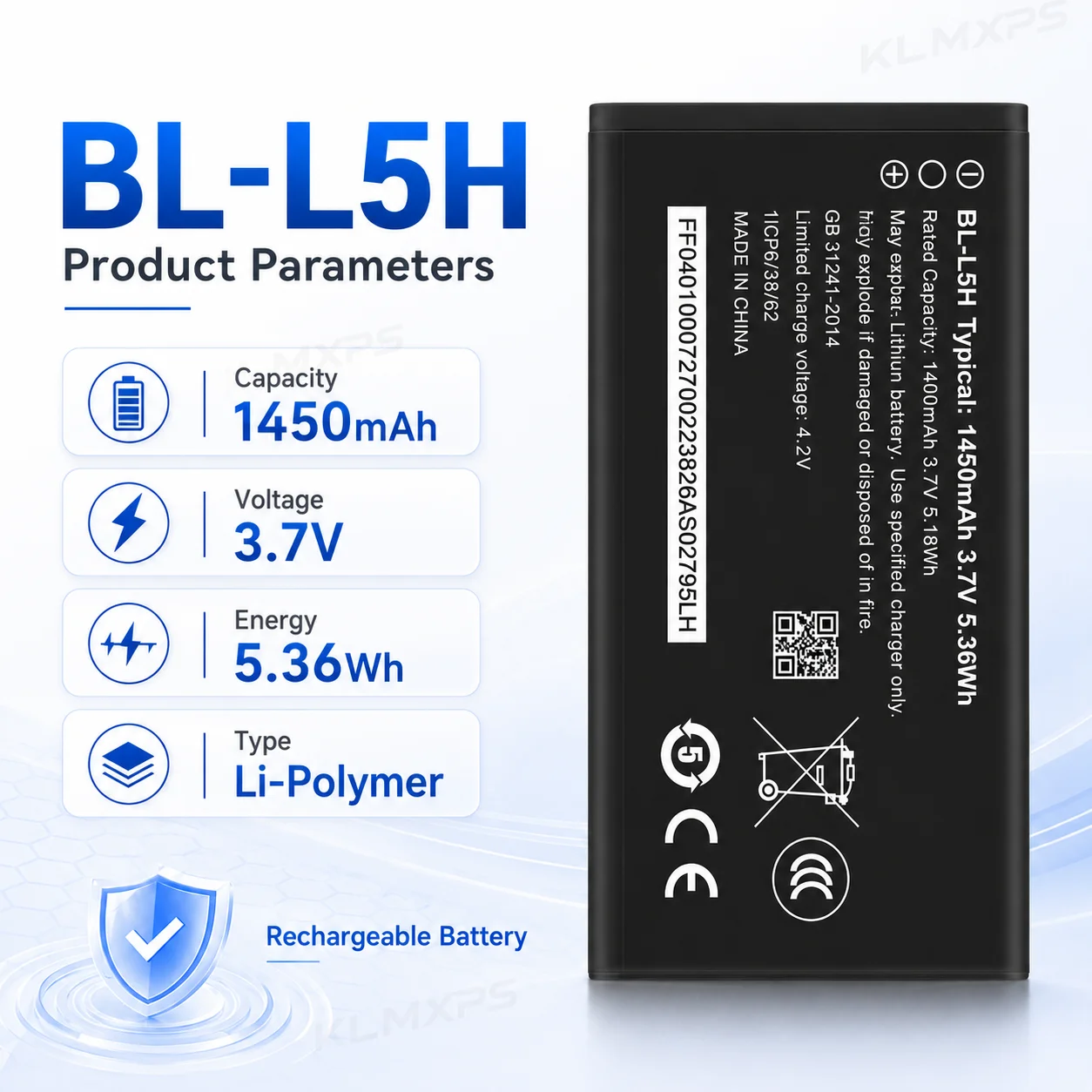 BL-L5H Replacement Battery 1450mAh 3.7V Li-Polymer Rechargeable Battery for NK 150 105 4G 110 4G 2023 TA-1582 TA-1546 TA-1556
