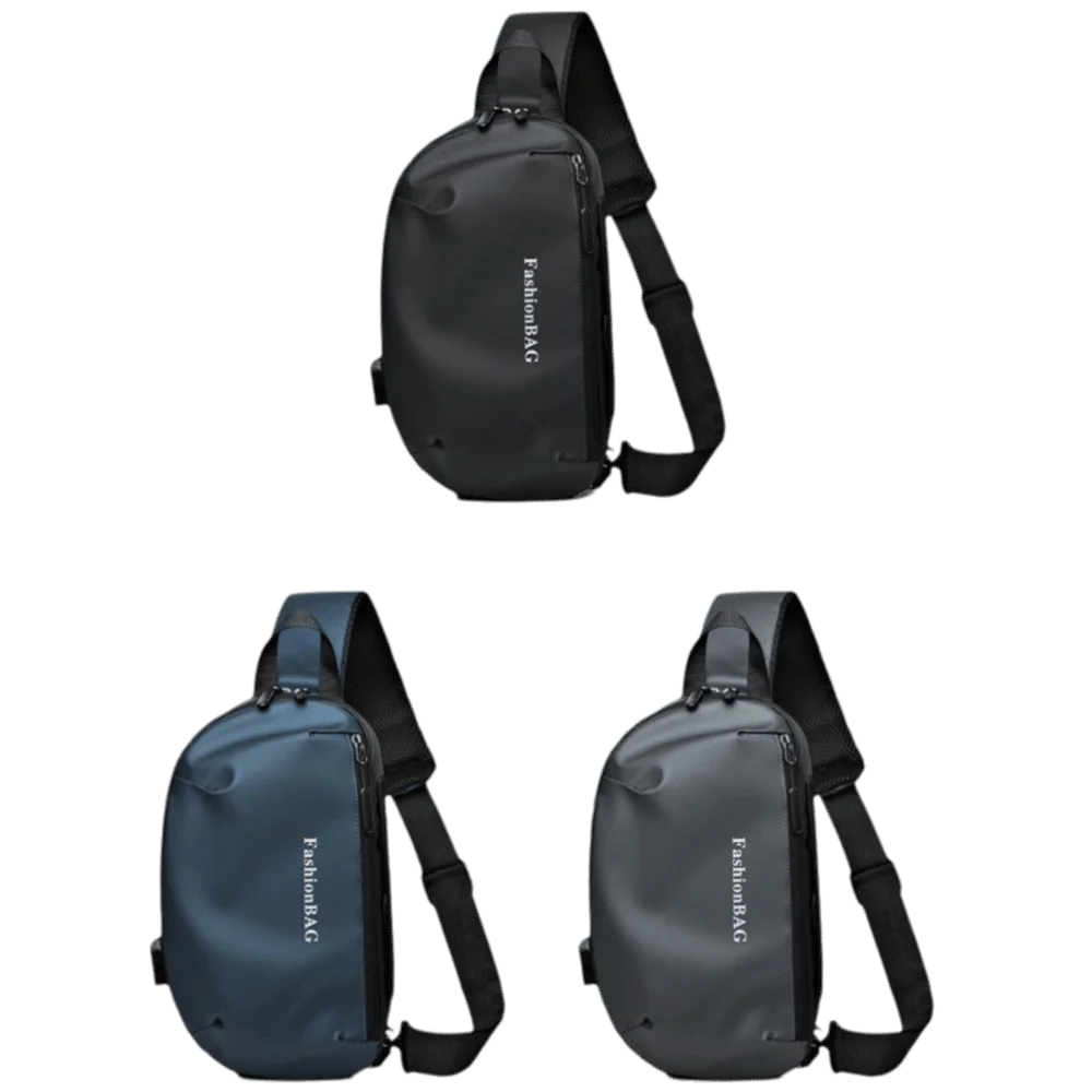 PU Men's Chest Bag Solid Color Multifunctional Sling Shoulder Bag Large Capacity Adjustable Strap Male Crossbody Bag Daily