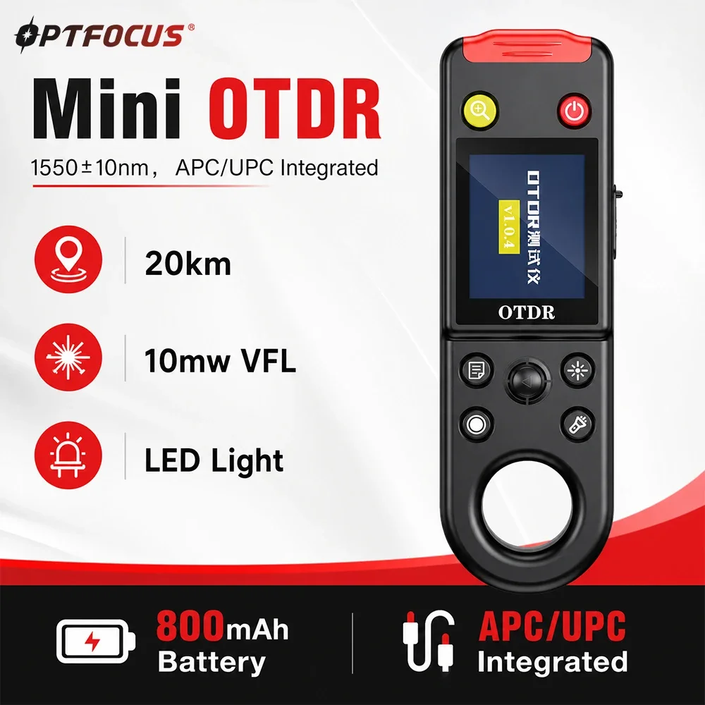 OPTFOCUS Mini OTDR 20KM Optic Fault Finde rHandled Optical Time-domain Reflectometer Visual Fault Locator