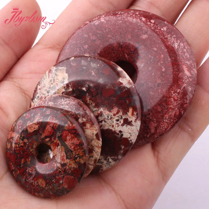 Donut Ring Multicolor Red Jasper Stone Beads for DIY Accessories Necklace Bracelet Pendant Charm Jewelry Making 1 Pcs 30mm /40mm