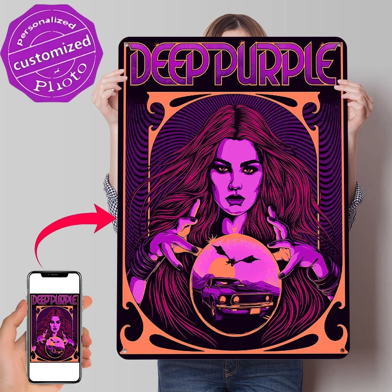Deep Purple Psychedelic Tin Poster Customized Wall Art Retro Vintage Metal Signs for Fans Room Luxury Decoration At Home Decor
