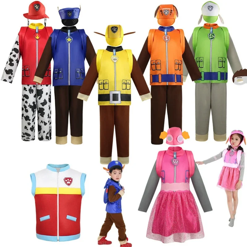 Halloween Boys Girls Rubble Skye Marshall Zuma Chase Cosplay Costumes Kids Children Birthday Party Gift Fancy Dress Up