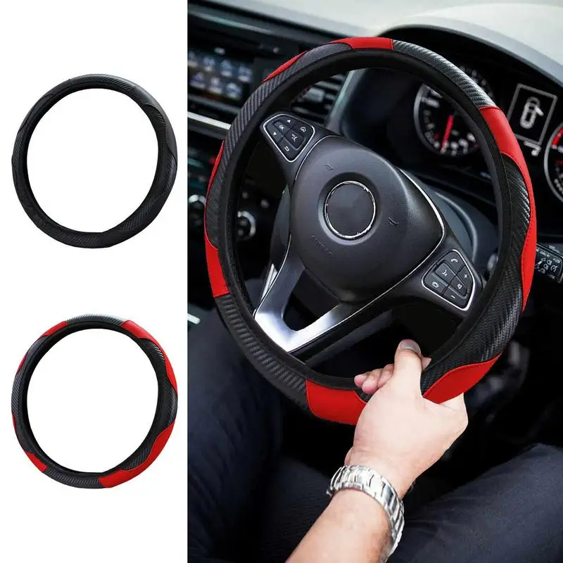 Car Steering Wheel Cover PU Leather Wheel Protector Anti-Slip Lining Universal Vehicle Accessory Diverse Cars Diameter 14.5-15