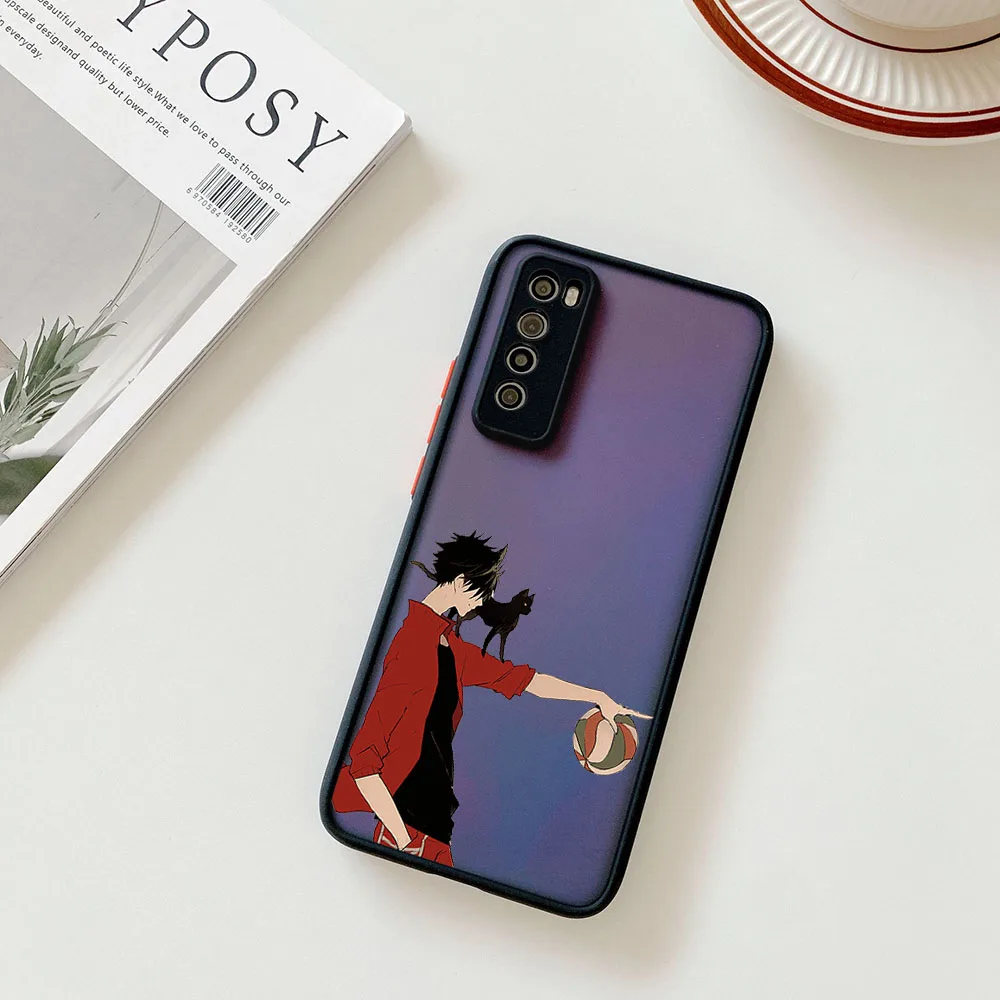 Cases For Samsung S23 S22 S21 S24 S10 FE A54 A71 A72 A73 Note20Ultra Haikyuu Tobio Kageyama Frosted Translucent Funda Phone Case