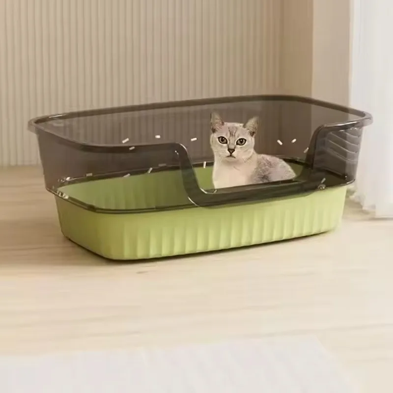 

Premium Extra-Large Giant Plastic Cat Litter Box High Fence Anti-Splash Semi-Enclosed Open Eco-Friendly Durable Easy Clean 20L