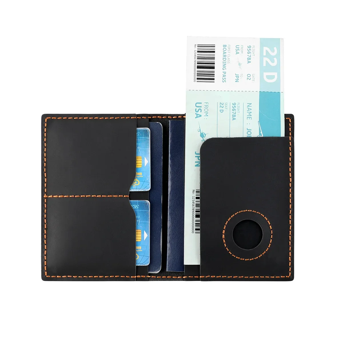 Passport Wallt with AirTag for Travel Essentials Leather Credit Card Holder Travel Wallets Ticket Holder for Women and Men