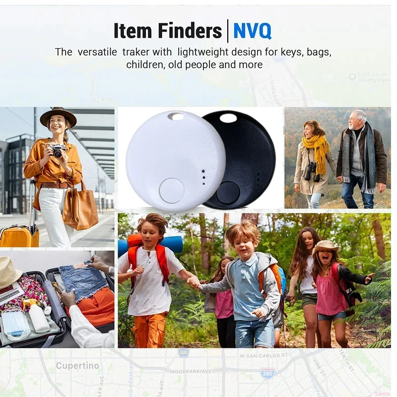 GPS Tracking Device Mini Smart Tag Bluetooth Luggage Tracker Works with Apple Find My (iOS Only) Item Locator for Key Backpack