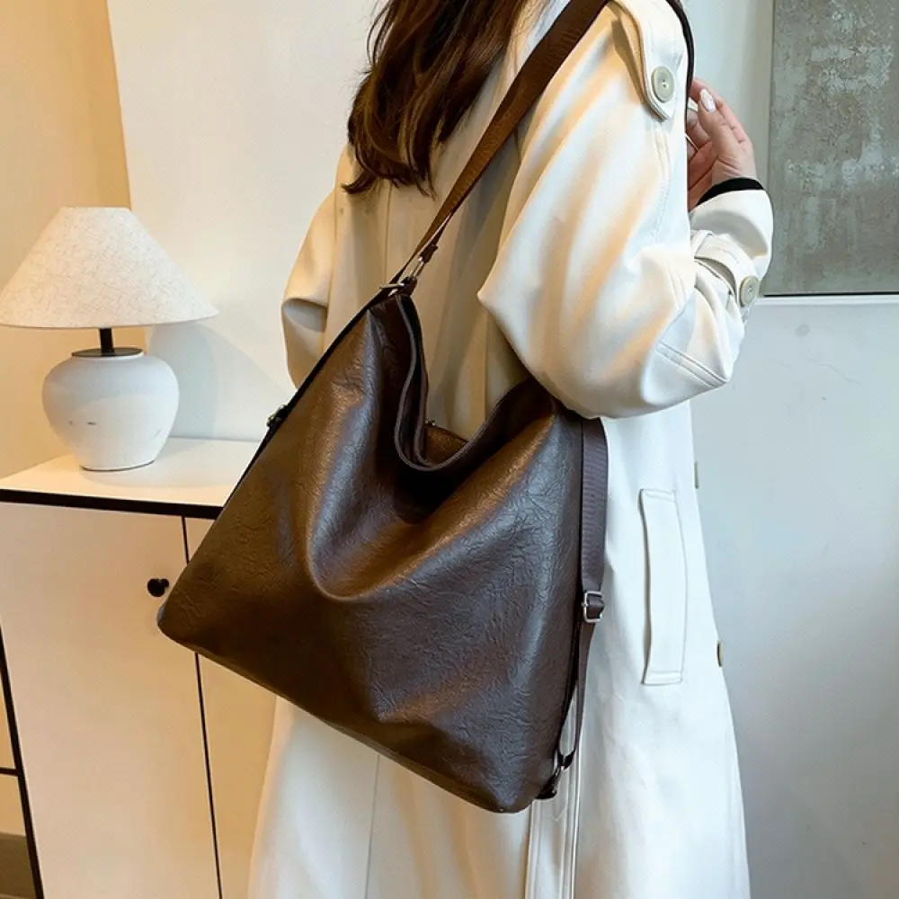 Pu Leather Bucket Bag Womens Shoulder Crossbody Bag 2026 Trendy Large Capacity Handbag For Yicai Mingyuan Casual Travel