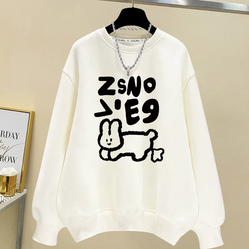 Autumn Women Clothing Vintage Casual Loose Sweatshirts Fashion O-neck Long Sleeve Hoodies Y2k Cartoon Printed Pullovers