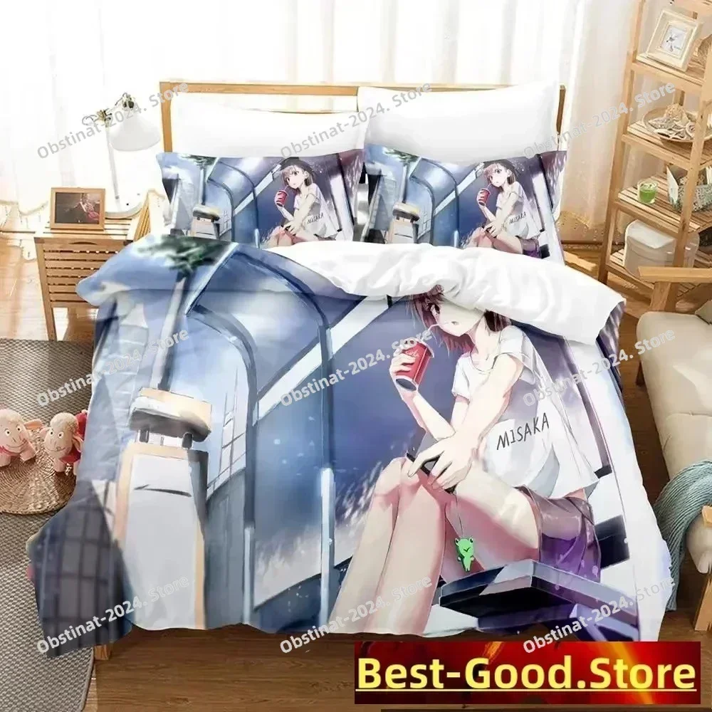 Misaka Mikoto A Certain Magical Index Railgun Bedding Set Printed Comforter Duvet Cover Pillow Case 3 Pieces Set Kids Adult Size