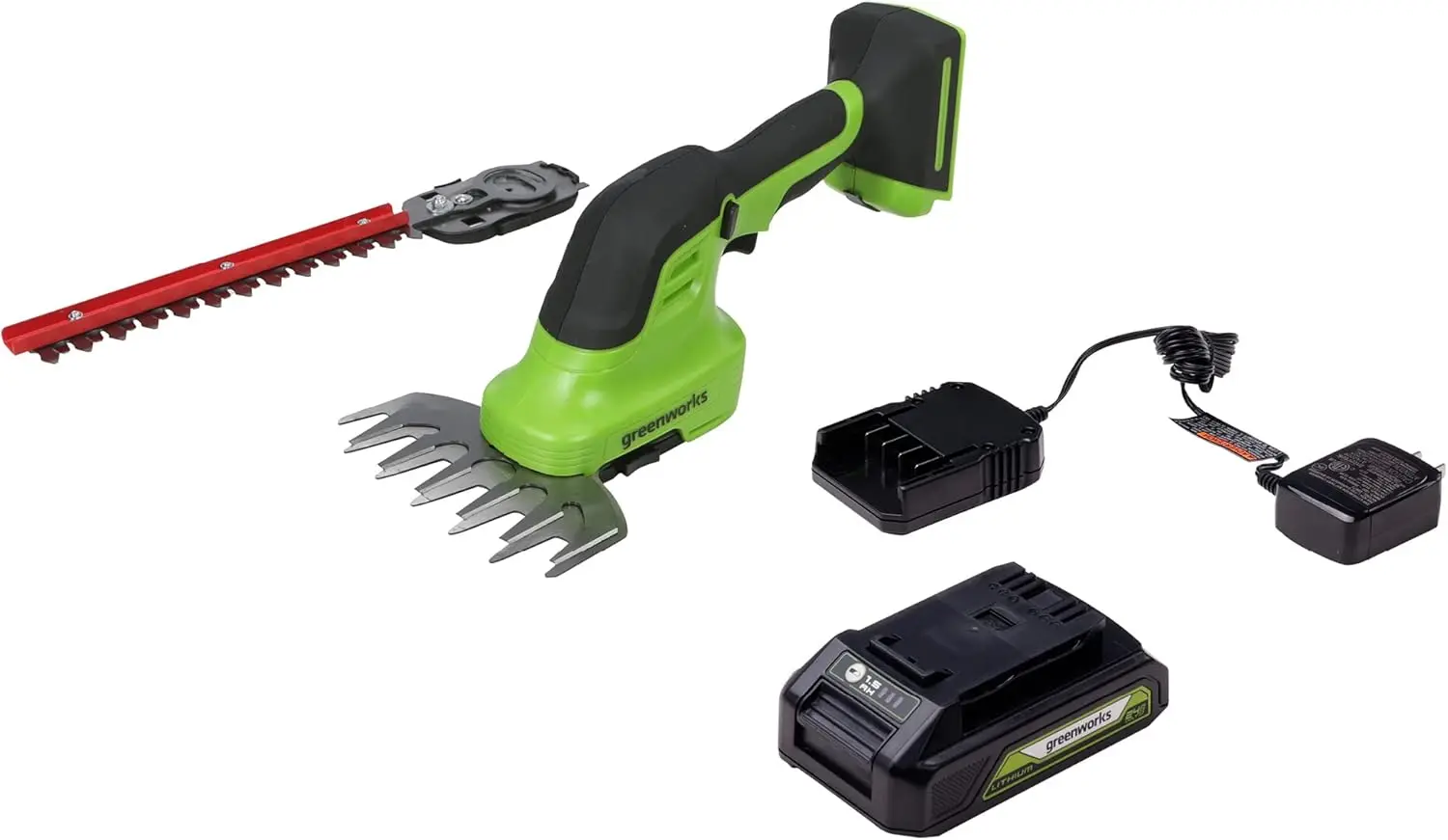 24V Cordless Shear Shrubber, 1.5Ah USB Battery and Charger Included