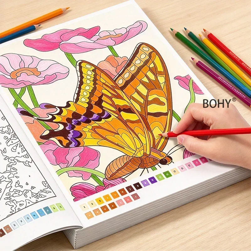 Adult Digital Coloring Book, 32 Pages, Featuring Exquisite Thread Drafts on Themes Such As Foxes/lively Butterflies/fun Ladybugs