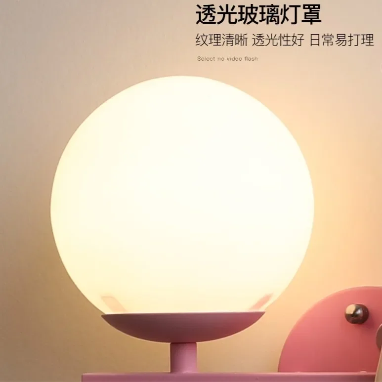 Resin Girls Rabbit wall light Glass Ball Led Wall Lamp Nordic Creative Living Room Bedroom Study Home Decor Cartoon Night Light