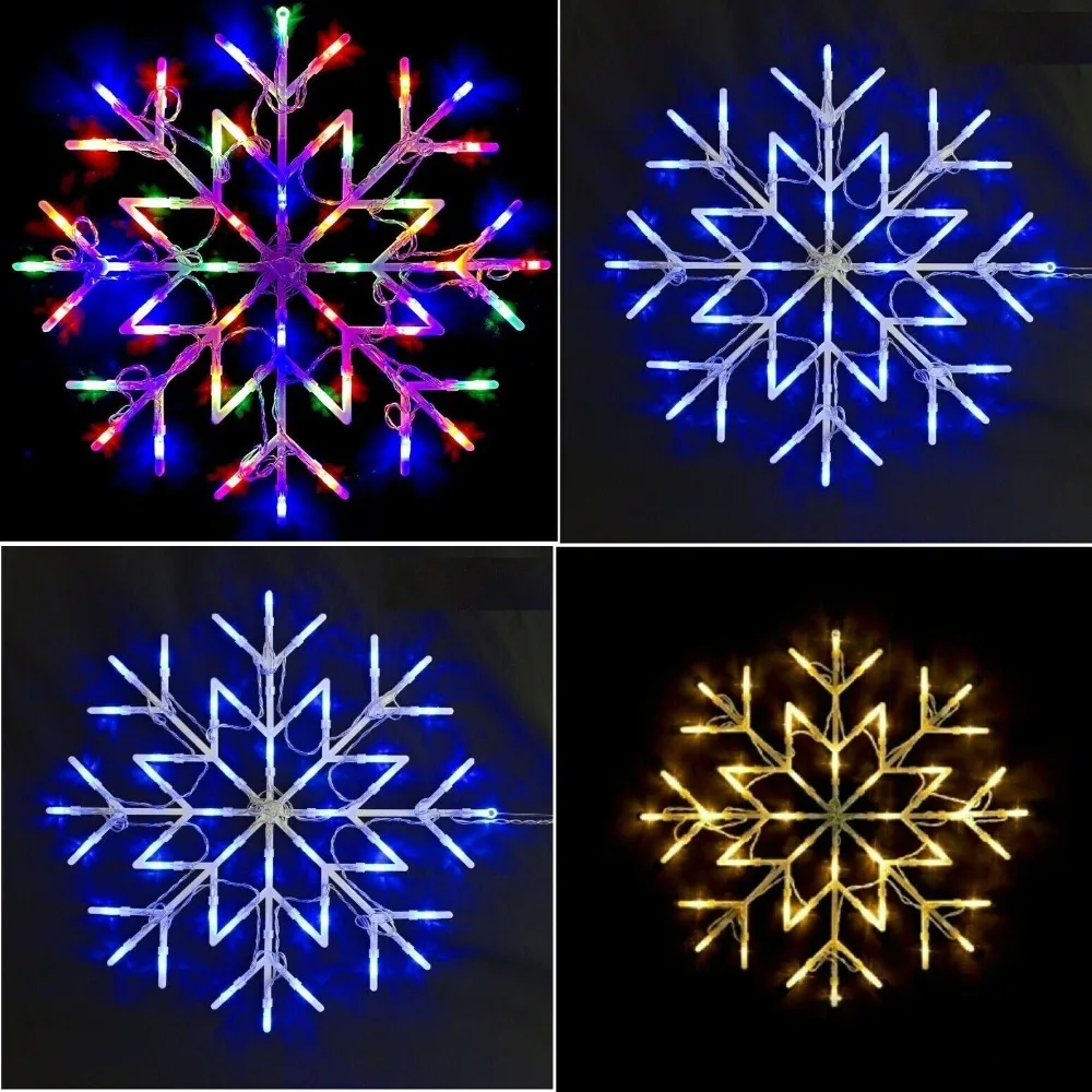 Xmas Snowflake Lights 50 LED luci colorate Silhouette Light Christmas Silhouette decorazione della finestra luce esterna