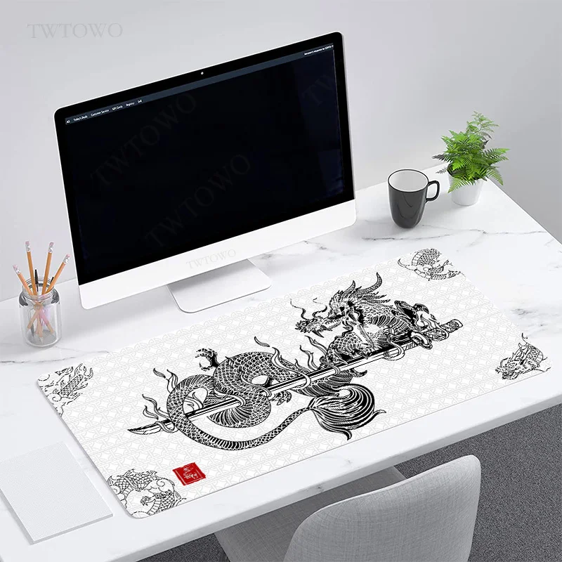 Mouse Pad Gamer Black And White Dragon XL New Computer Home Large Mousepad XXL Desk Mats Office Carpet PC Table Mat Mice Pad