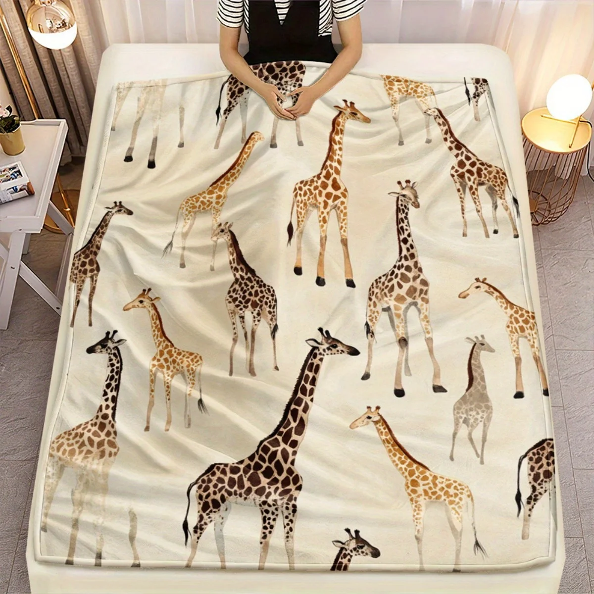 Throw Blanket Giraffe Herd Print Cute Wildlife Animal Design Soft Cozy Wrap For Bedroom Living Room And Safari Home Decor