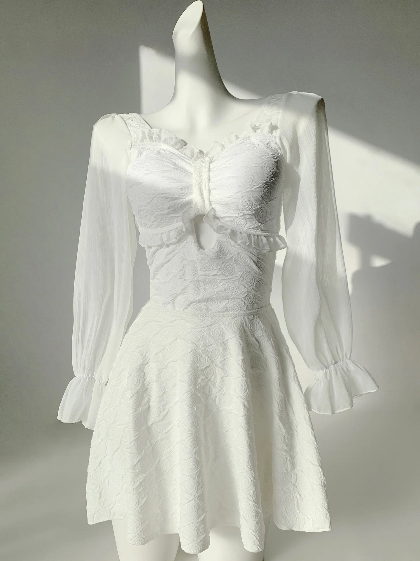 

Сексуальный слитный купальник Pure Desire с кружевными вставками и открытыми плечами, женский комплект с юбкой, повседневный купальный костюм