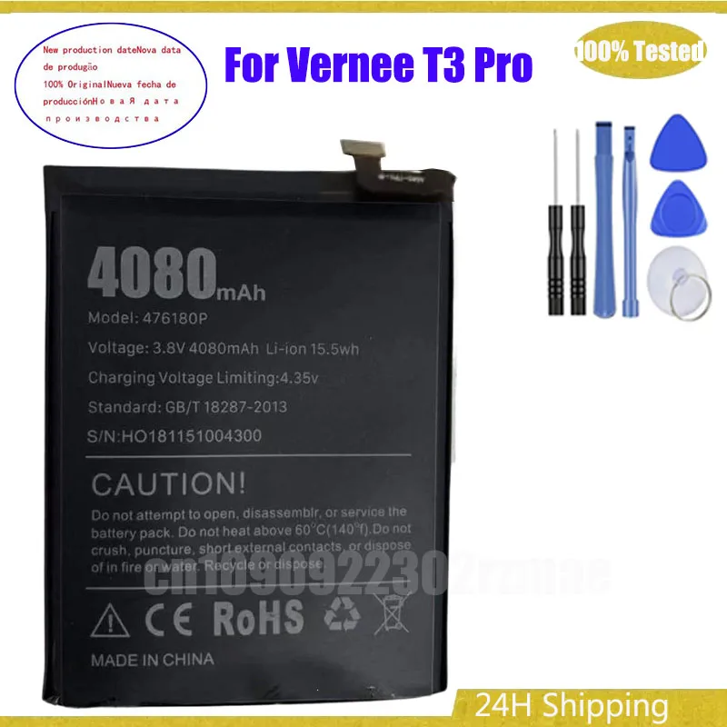4080mAh 476180P Battery For Vernee T3 Pro Phone Latest Production High Quality Battery
