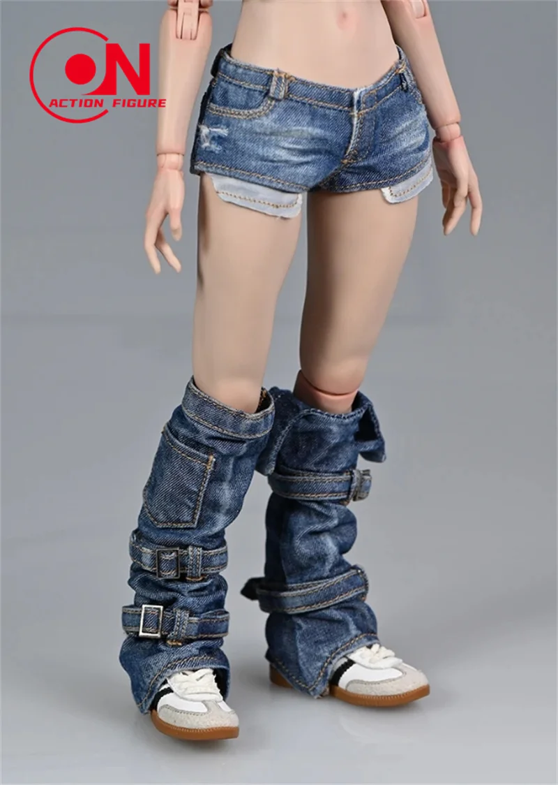 1/6 Bilancia Femminile Lavato Denim Maglia Copertura Della Gamba Pantaloncini Ripple Hole T-shirt Vestiti Modello Misura 12 ''Soldato Action Figure Corpo Bambole