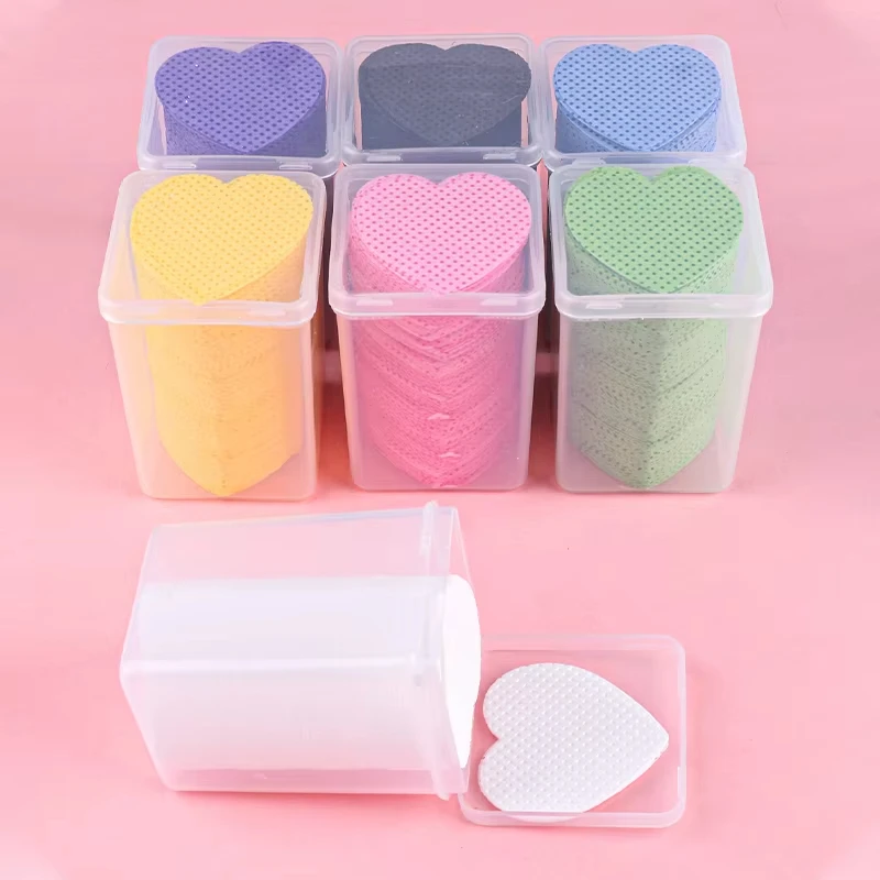 200Pc Heart-shaped Lint Free Nail Wipes Eyelash Extension Glue Wipes Cleaner Cloth Non-Woven Fabric Nail Gel Remover Cotton Pad