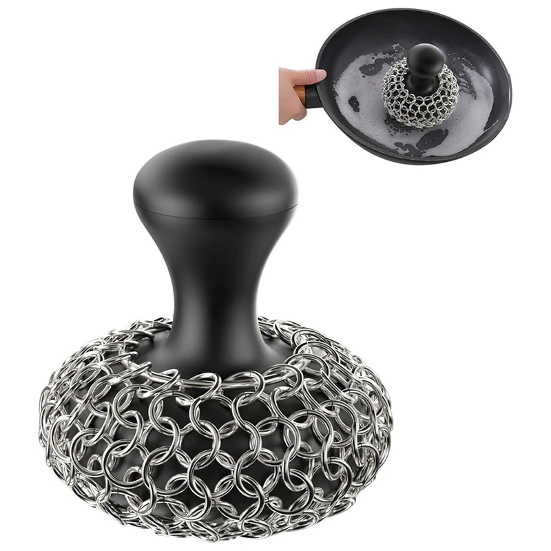 Cast Iron Scrubber - 316 Cast Iron Cleaner Scrubber Chainmail Scrubber For Cast Iron Pans Skillet Scrubber Reusable