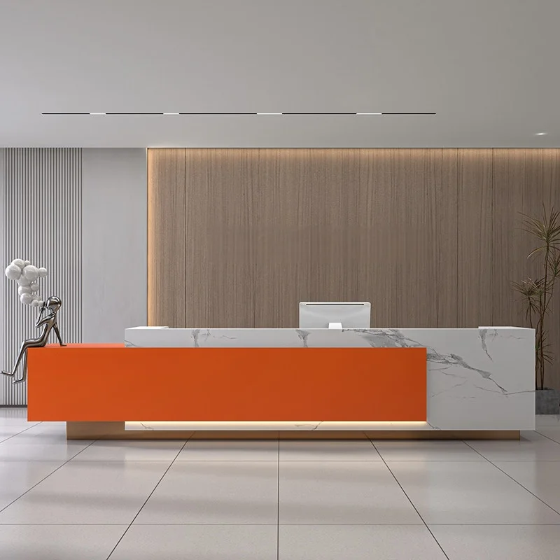 *#o Luxury High Gloss Painting Reception Counter Lacquered Office Reception Desk Store Company Welcome Consultation Desk