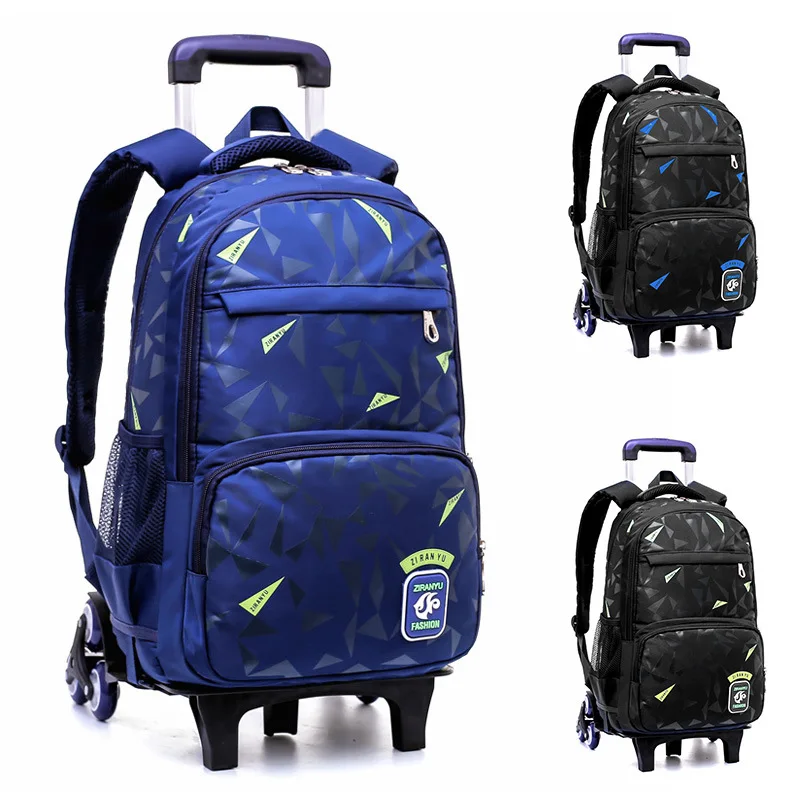 

School Bags with Wheels Kids Teenage Boys Trolley Schoolbag Students Backpacks Orthopedic Wheeled Backpacks Book Bag