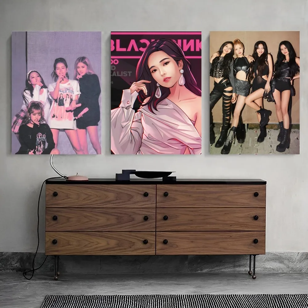 Kpop Poster Paper Print Home soggiorno camera da letto ingresso Bar ristorante Cafe Art Painting decorazione B-Blackpink-k