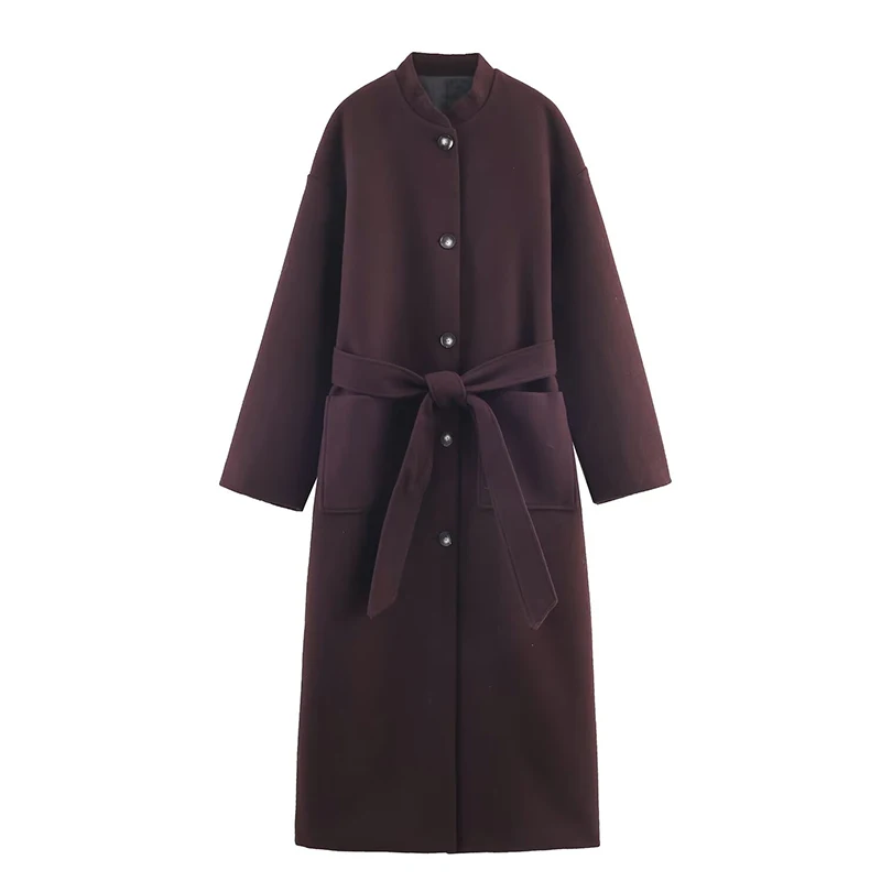 

Осень-зима 2025 г., женское модное пальто с поясом, женское элегантное толстое теплое пальто с карманами и длинными рукавами, повседневная новая верхняя одежда ﻿ ﻿