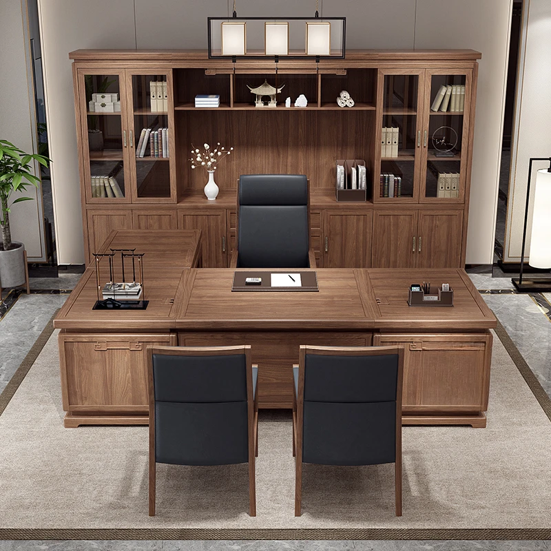 Executive Wood Office Desks Wooden Drawers Retro Minimalist Conference Office Table Storage Scrivanie Per Ufficio Furniture