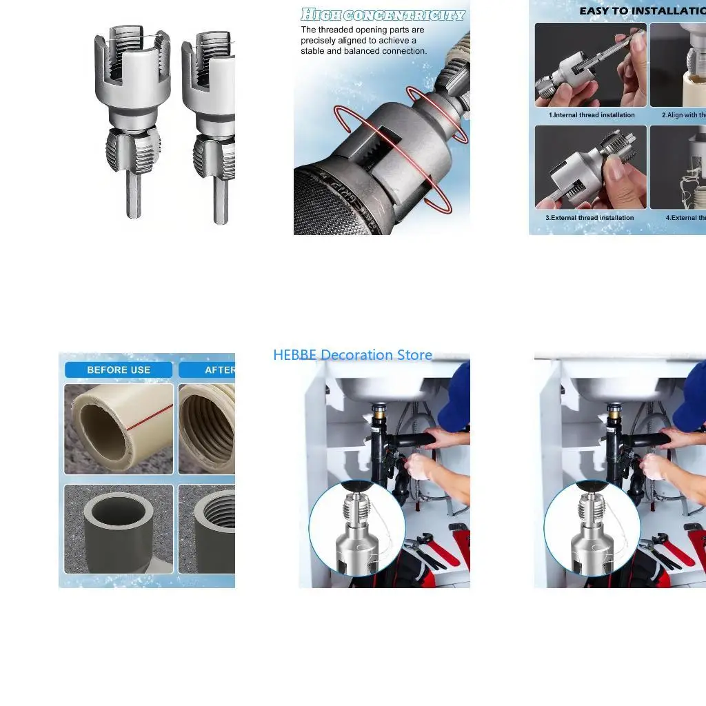B0KC PVC Thread Maker Tool for Electric Drill PVC Pipe Threader Water Pipe Thread Opener for Household Repair Accessories