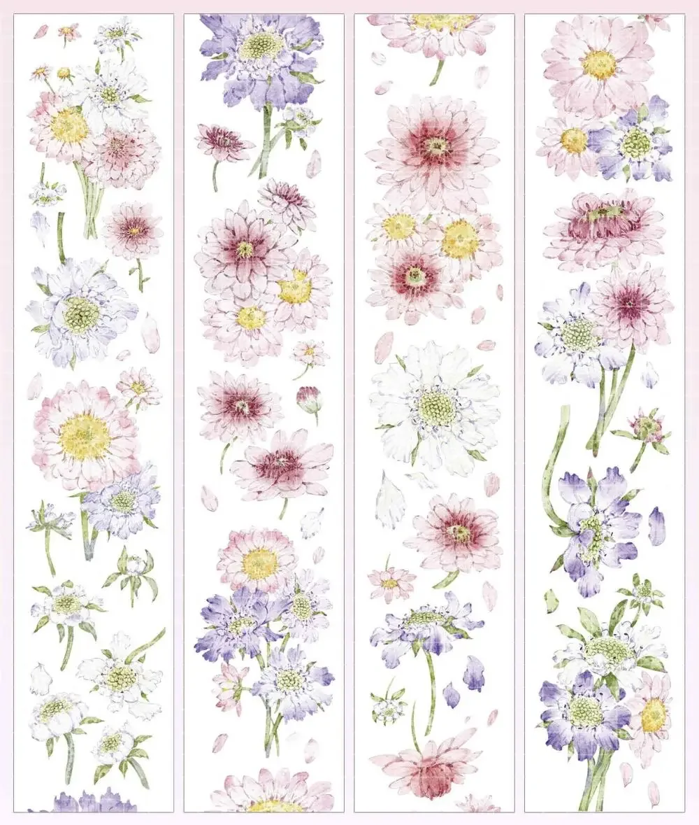 STOCK Clear - Soft color Peach Daisy Floral Washi PET Tape