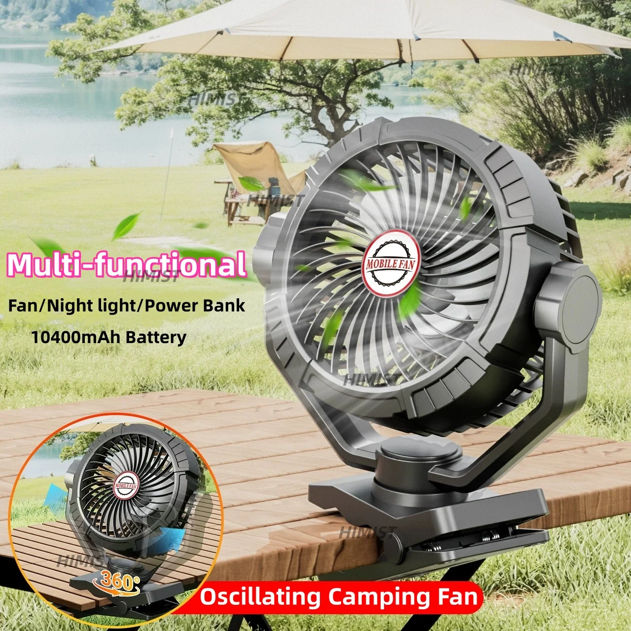 

Аккумуляторный вентилятор для кемпинга с креплением, 9 дюймов, 10400 мАч, USB-зарядка, пульт дистанционного управления, автоматическое вращение, светодиодная подсветка, для дома и путешествий