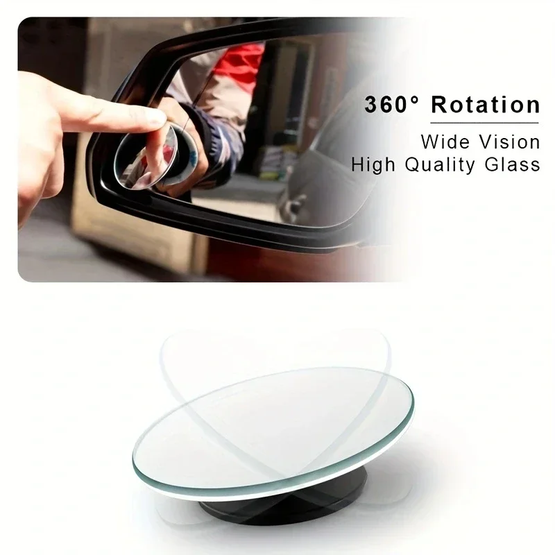 Car Blind Spot Rear View Mirror Wide Angle 360 Degree Adjustable Small Round Mirror Car Reverse Auxiliary Rearview Convex Mirror