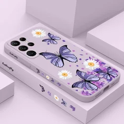 Purple Butterflies Phone Case For Samsung Galaxy S25 S24 S23 S22 S21 S20 Ultra Plus FE Note 20 ultra 10 9 Plus Cover