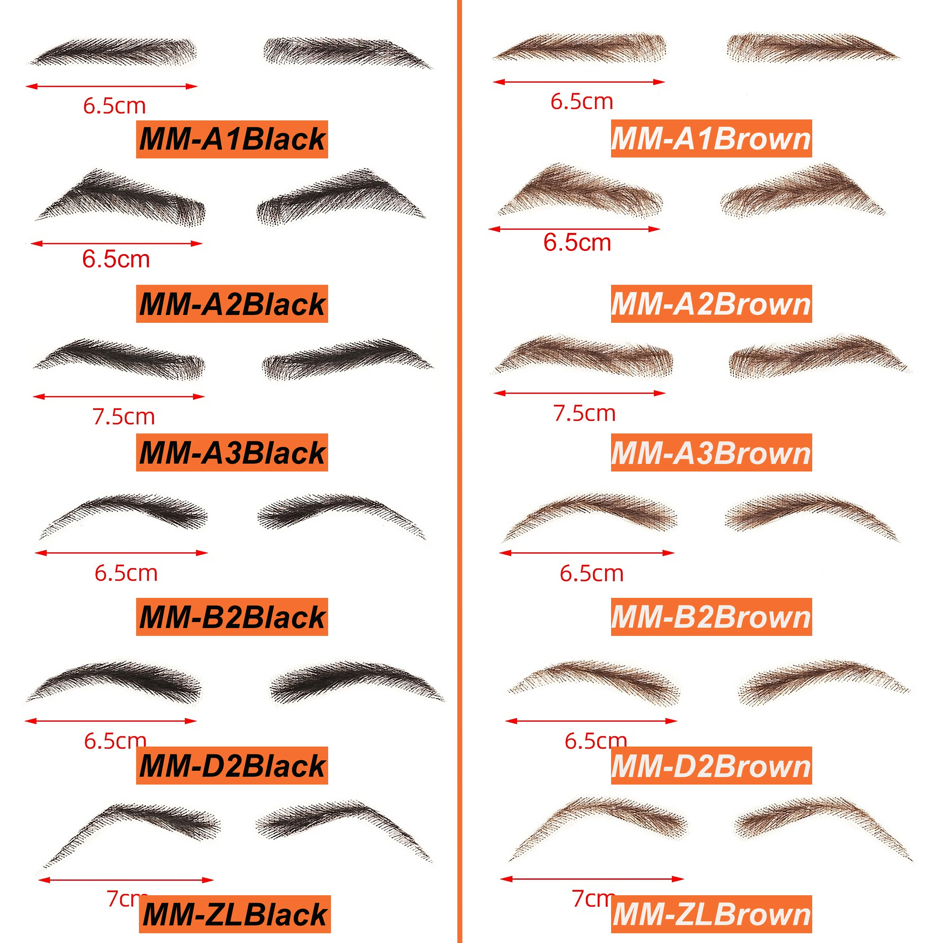 100% Human Hair Handmade Hand Knotted False Eyebrows Natural Looking for Cosplay Party Daily Use Black Brown Unisex Multi Styles