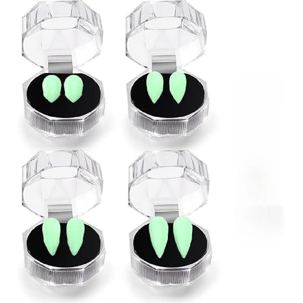 1 Pack Budget Glow In Dark Vampire Fangs Kit, 17mm 19mm Luminous Teeth with Dental Glue Tweezers English Guide, Affordable Horror Cosplay Prop for Teen Student School Halloween Carnival Night Party