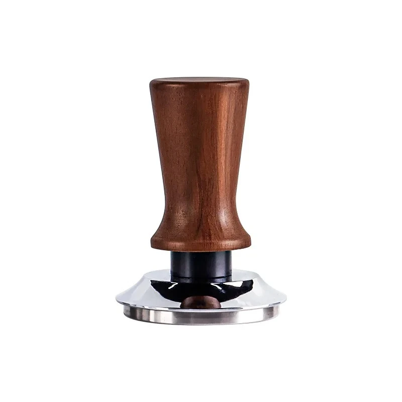 51mm 53mm 58mm Beech Wood Espresso Coffee Tamper Internal Spring Balanced Force Coffee Hammer Stainless Steel Base Barista Tools