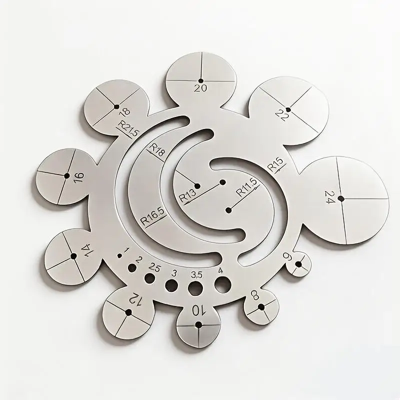 11 in 1 Radius Gauge Circle Template Waterproof 8-24mm Round Corner Arc Measuring Tool for Industrial Part Size Inspection