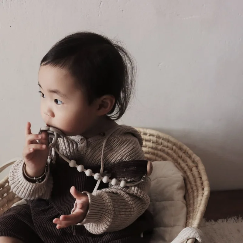 الملونة سيليكون حبة هوة حامل قصاصة لعبة التسنين للأطفال مضغ سلسلة عربة طفل اكسسوارات اللهايات المقاود #2