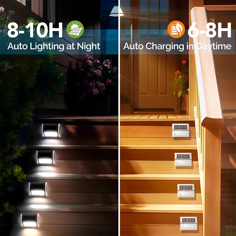 أضواء السياج الشمسية LED في الهواء الطلق أضواء للأرضيات مقاوم للماء خطوة الإضاءة لدرج درج فناء الشرفة مسار الممشى حديقة